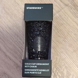 Starbucks Matte Black Faceted Cold Cup Keychain Ornament